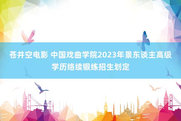 苍井空电影 中国戏曲学院2023年景东谈主高级学历络续锻练招生划定