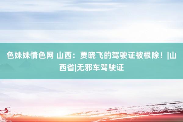 色妹妹情色网 山西：贾晓飞的驾驶证被根除！|山西省|无邪车驾驶证