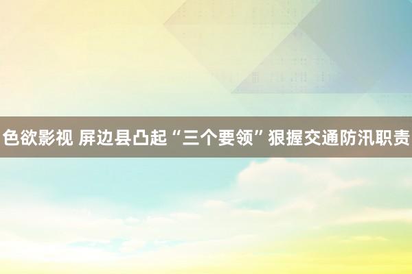 色欲影视 屏边县凸起“三个要领”狠握交通防汛职责