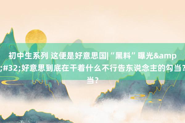 初中生系列 这便是好意思国|“黑料”曝光&#32;好意思到底在干着什么不行告东说念主的勾当？